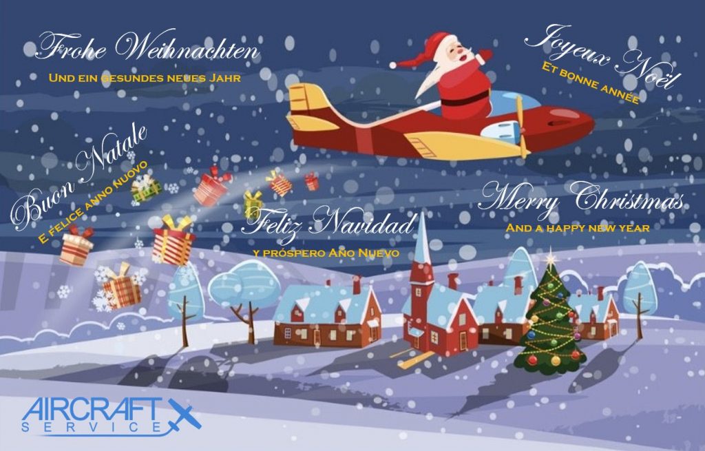 Weihnachtskarte mit Flieger
